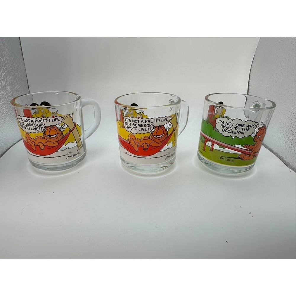 Set of 3 McDonald's Garfield Glasses 1978 Jim Davis Collection‎ Mugs Cups